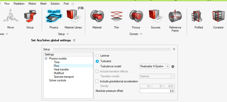 Altair HyperWorks CFD Analiz Parametre Tanımlamaları