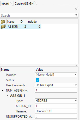 Altair OptiStruct assign kartı