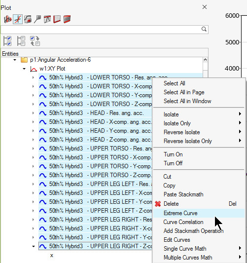 Altair HyperWorks 2D eğri extreme curve seçeneği